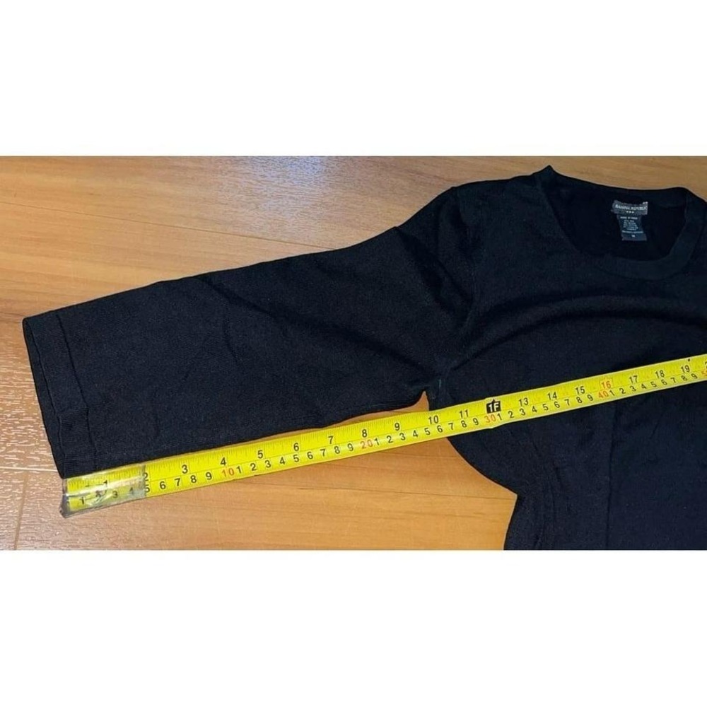 Banana Republic Silk Blend Solid Black Stretch Minimalist‎ 3/4 Sleeve Sweater - Picture 6 of 6